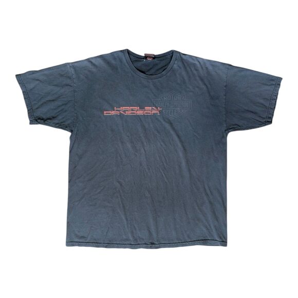 Vintage Y2K Harley Davidson Santa Maria CA Graphic T-Shirt XL Black Cyber - Picture 1 of 14